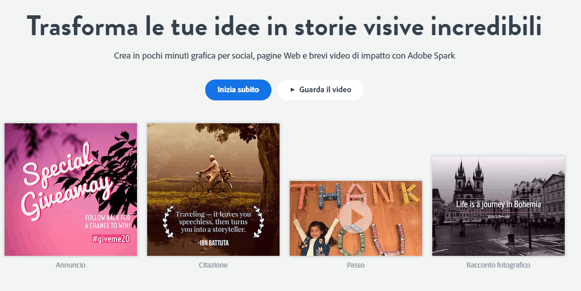 adobe spark Programmi Di Grafica Online