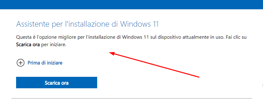 Utilizzare l'Assistente d'installazione di Windows 11.