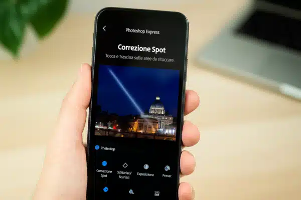 Eliminare Fascio di Luce da Foto con photoshop express